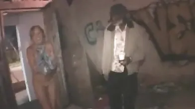 Public Girl Shows In Front Of A Homeless Man