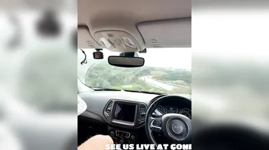 Hot couple fucks girlfriend in car with stunning mountain views