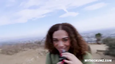 She shows her juicy ass on the trail and gets fucked hard