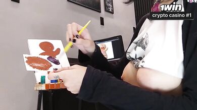 Painting my body! Licking a tastey cock crank cookie