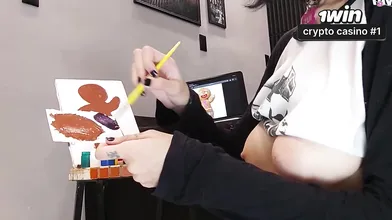 Painting my body! Licking a tastey cock crank cookie