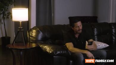 Eager to witness her father's enormous erection, Demi munches her lips and plead