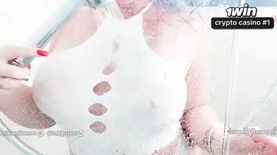 Sexy latina taunting in the shower immense backside and phat boobies against the