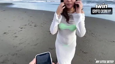 Beach photoshoot pop-shot on yummy face - best XXX porn! Hard romped hottie.