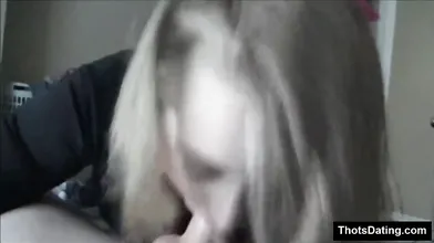 Amateur Blonde Girl Teases and Sucks Huge Dildo POV Webcam