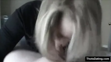 Amateur Blonde Girl Teases and Sucks Huge Dildo POV Webcam