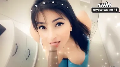 ROLEPLAY Sexy brown-haired providing a fellatio to the pizza guy BBC through the