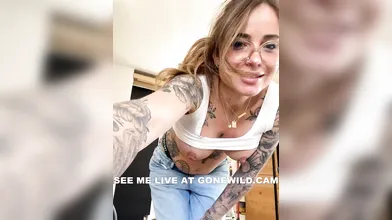 Heavily Tattooed Hottie Flashes Tits in Sexy Webcam Tease