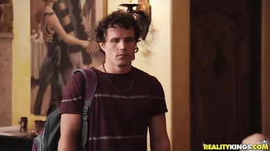 Amazon MILF Fucks Her Step Son's Much Younger Pal