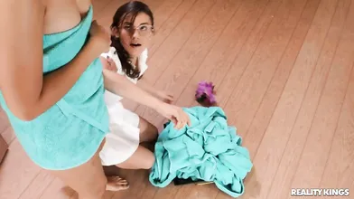 Peeking Spa Worker Joins The Sauna Sex - Ellie Eilish