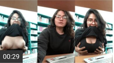 Vintage Viral Busty Desi Girl In Library Pulls Shirt Up To Show Big Boobies