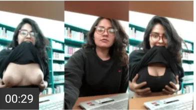 Vintage Viral Busty Desi Girl In Library Pulls Shirt Up To Show Big Boobies