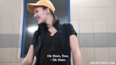 Hot & Cute Brunette Working At A Car Wash Hardcore Fuck