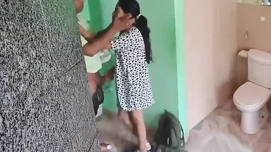 Indian College Lover Sneaky Sex At Toilet