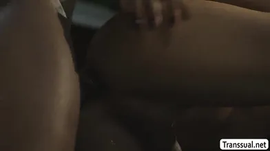 Late at night my TS boss wants my big black cock