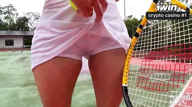 Busty Tennis Babe Loves Taking Deep Strokes Off the Court (Cum on Tits)