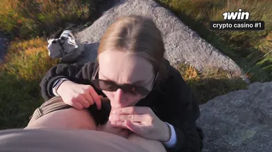 Random light-haired super-bitch gave me a public blowjob and deep-throated out t