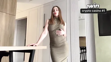 Sexy mummy in taut sundress deep-throats stepson's enormous cock, jism in her th