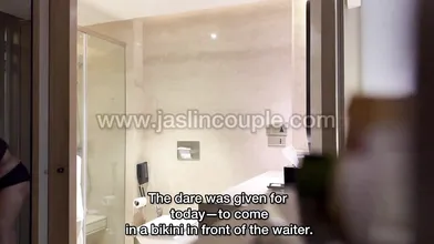 Jaslin kaur Bikini dare with hotel staff