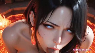 Volcanic babe with curves pulls you into hot AI sex