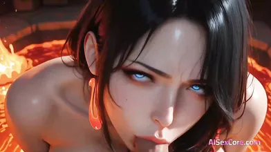 Volcanic babe with curves pulls you into hot AI sex