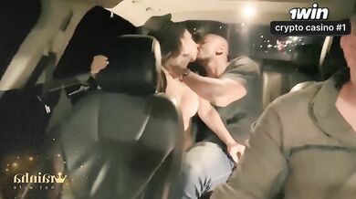 Married Queen Hotwife cuckolded Uber and smashed in the car with her talented Lo