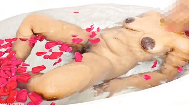Tamil Wife relaxing milk bath in tub