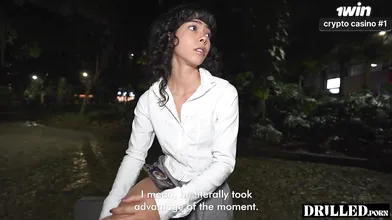 Threesome in the park with submissive Latina - gonzo assfuck creampie!