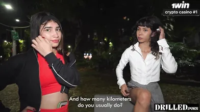Threesome in the park with submissive Latina - gonzo assfuck creampie!