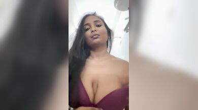 Gouthami Reddy Manthena removing sexy bra & showing huge milky boobs in bedroom