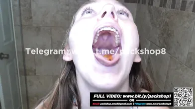 Beautiful and wicked woman devours live fish - Giantess Vore Fetish