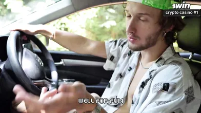 Redhead hottie deep throats beef whistle like a pro in car hump - hot!