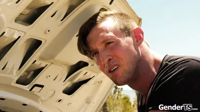 I anal fuck super hot tranny hitchhiker Khloe Kay in my van