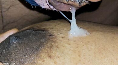 Tamil boyfriend swallows his cum on wife boobs