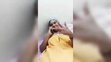 Tamil Aunty Busy On Call With Husband And Lover Playing With Her Boobs & Pussy
