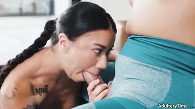 Ameena Green Sucks Her Trans Gym Partner Victoria Grants Big Cock