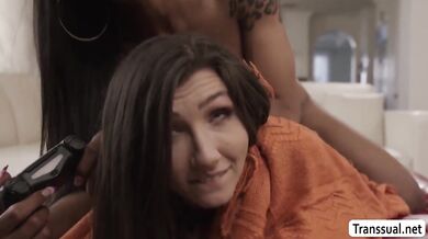 TS Ebony not impressed by boyfriens cock