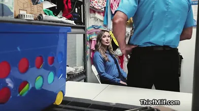 Guilty Female Security Guard Pleasures Coworker for His Silence