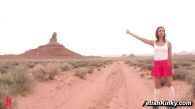 Amber Rayne Maestro Claire Adams Hogtied Hitchhiker Desert Bondage Clamps Cane Fuck