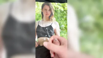 Cumshot on Leonie body printed on shirt