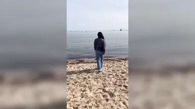 Big ass punjabi girl enjoying on beach