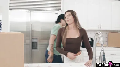 Sharing the bed with hot teen stepsister gave stepbro a boner