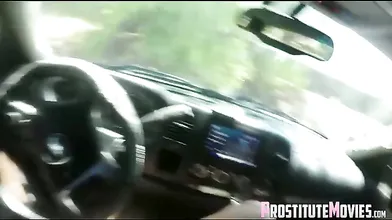 Sexy Brunette Takes Stranger Cock Raw in a Car