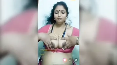 Gouthami reddy manthena sexy looking in pink saree removing blouse showing nude milky boobs in video call ???