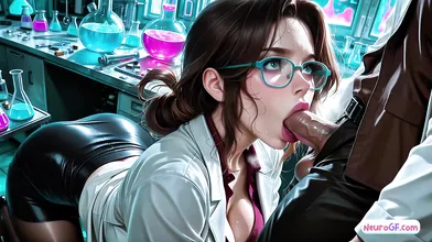 Smart beauty warms sterile room as your hands explore her science curves