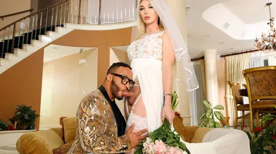 My tgirl bff takes out her cock from under her weddingdress