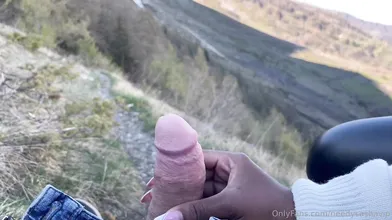 Ebony Outdoor Handjob