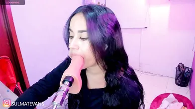 Sexy Asian Girl Deepthroating Pink Dildo Machine in Purple Room