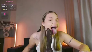 Brunette Teen Deepthroats Massive Dildo and Shows Off Perfect Ass on Webcam