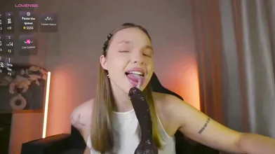 Brunette Teen Deepthroats Massive Dildo and Shows Off Perfect Ass on Webcam